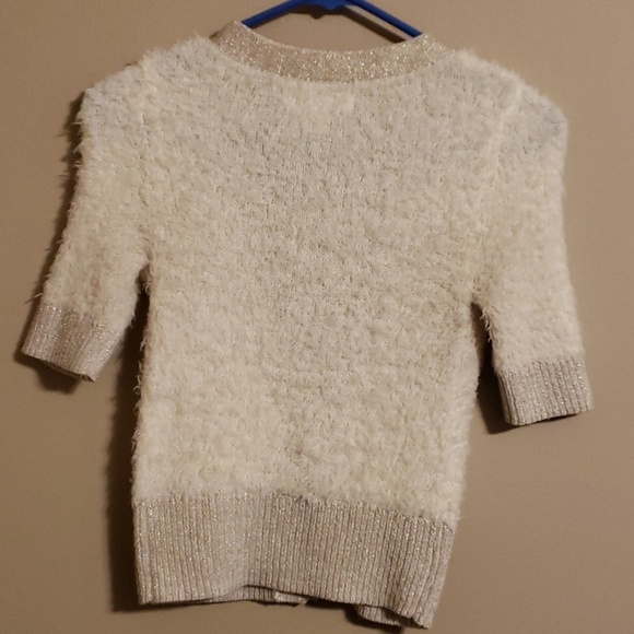 Off white and gold fuzzy decree sweater - Picture 4 of 4